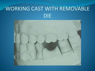 WORKING CAST WITH REMOVABLE
DIE
 