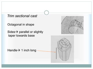 Trim sectional cast
Octagonal in shape
Sides parallel or slightly
taper towards base
Handle 1 inch long
 