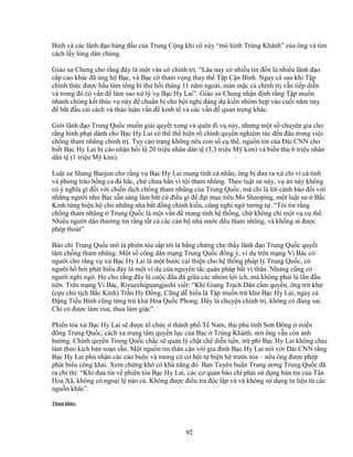 92
Bình và các lãnh ñ o hàng ñ u c a Trung C ng khi c xúy “mô hình Trùng Khánh” c a ông và tìm
cách l y lòng dân chúng.
Giáo sư Cheng cho r ng ñây là m t ván c chính tr . “Lâu nay có nhi u tin ñ n là nhi u lãnh ñ o
c p cao khác ñã ng h B c, và B c có tham v ng thay th T p C n Bình. Ngay c sau khi T p
chính th c ñư c b u làm t ng bí thư h i tháng 11 năm ngoái, màn m c c chính tr v n ti p di n
và trong ñó có v n ñ làm sao x lý v B c Hy Lai”. Giáo sư Cheng nh n ñ nh r ng T p mu n
nhanh chóng k t thúc v này ñ chu n b cho h i ngh ñ ng d ki n nhóm h p vào cu i năm nay
ñ b t ñ u c i cách và th o lu n v n ñ kinh t và các v n ñ quan tr ng khác.
Gi i lãnh ñ o Trung Qu c mu n gi i quy t xong và quên ñi v này, nhưng m t s chuyên gia cho
r ng hình ph t dành cho B c Hy Lai có th th hi n rõ chính quy n nghiêm túc ñ n ñâu trong vi c
ch ng tham nhũng chính tr . Tuy cáo tr ng không nêu con s c th , ngu n tin c a ðài CNN cho
bi t B c Hy Lai b cáo nh n h i l 20 tri u nhân dân t (3,3 tri u M kim) và bi n th 6 tri u nhân
dân t (1 tri u M kim).
Lu t sư Shang Baojun cho r ng v B c Hy Lai mang tính cá nhân; ông b ñưa ra x ch vì cá tính
và phong trào h ng ca ñ h c, ch chưa h n vì t i tham nhũng. Theo lu t sư này, v án này không
có ý nghĩa gì ñ i v i chi n d ch ch ng tham nhũng c a Trung Qu c, mà ch là l i c nh báo ñ i v i
nh ng ngư i như B c s n sàng làm b t c ñi u gì ñ ñ t m c tiêu.Mo Shaoping, m t lu t sư B c
Kinh t ng bi n h cho nh ng nhà b t ñ ng chính ki n, cũng nghi ng tương t . “Tôi tin r ng
ch ng tham nhũng Trung Qu c là m t v n ñ mang tính h th ng, ch không ch m t v c th .
Nhi u ngư i dân thư ng tin r ng t t c các cán b nhà nư c ñ u tham nhũng, và không ai ñư c
phép thoát”.
Báo chí Trung Qu c mô t phiên tòa s p t i là b ng ch ng cho th y lãnh ñ o Trung Qu c quy t
tâm ch ng tham nhũng. M t s công dân m ng Trung Qu c ñ ng ý, ví d trên m ng Vi Bác có
ngư i cho r ng v x B c Hy Lai là m t bư c c i thi n cho h th ng pháp lý Trung Qu c, có
ngư i h h i phát bi u ñây là m t ví d c a nguyên t c quân pháp b t v thân. Nhưng cũng có
ngư i nghi ng . H cho r ng ñây là cu c ñ u ñá gi a các nhóm l i ích, mà không ph i là l n ñ u
tiên. Trên m ng Vi Bác, Riyuezhiguangjushi vi t: “Khi Giang Tr ch Dân c m quy n, ông tr kh
(c u ch t ch B c Kinh) Tr n Hy ð ng. Cũng d hi u là T p mu n tr kh B c Hy Lai, ngay c
ð ng Ti u Bình cũng t ng tr kh Hoa Qu c Phong. ðây là chuy n chính tr , không có ñúng sai.
Ch có ñư c làm vua, thua làm gi c”.
Phiên tòa x B c Hy Lai s ñư c t ch c thành ph T Nam, th ph t nh Sơn ðông mi n
ñông Trung Qu c, cách xa trung tâm quy n l c c a B c Trùng Khánh, nơi ông v n còn nh
hư ng. Chính quy n Trung Qu c ch c s qu n lý ch t ch di n ti n, tr phi B c Hy Lai không ch u
làm theo k ch b n so n s n. M t ngu n tin thân c n v i gia ñình B c Hy Lai nói v i ðài CNN r ng
B c Hy Lai ph nh n các cáo bu c và mong có cơ h i t bi n h trư c tòa – n u ông ñư c phép
phát bi u công khai. Xem ch ng khó có kh năng ñó. Ban Tuyên hu n Trung ương Trung Qu c ñã
ra ch th : “Khi ñưa tin v phiên tòa B c Hy Lai, các cơ quan báo chí ph i s d ng b n tin c a Tân
Hoa Xã, không có ngo i l nào c . Không ñư c ñi u tra ñ c l p và và không s d ng tư li u t các
ngu n khác”.
Tham kh o:
 