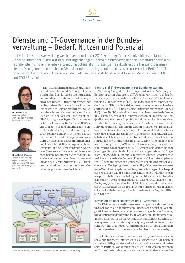 Dienste Und It Governance In Der Bundesverwaltung Bedarf - 