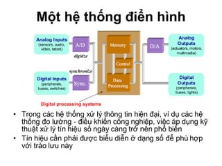Một hệ thống điển hình Trong các hệ thống xử lý thông tin hiện đại, ví dụ các hệ thống đo lường - điều khiển công nghiệp, việc áp dụng kỹ thuật xử lý tín hiệu số ngày càng trở nên phổ biến Tín hiệu cần phải được biểu diễn ở dạng số để phù hợp với trào lưu này 