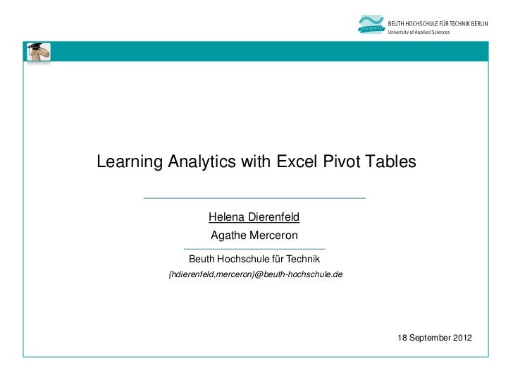 learning analytics with excel pivot tables