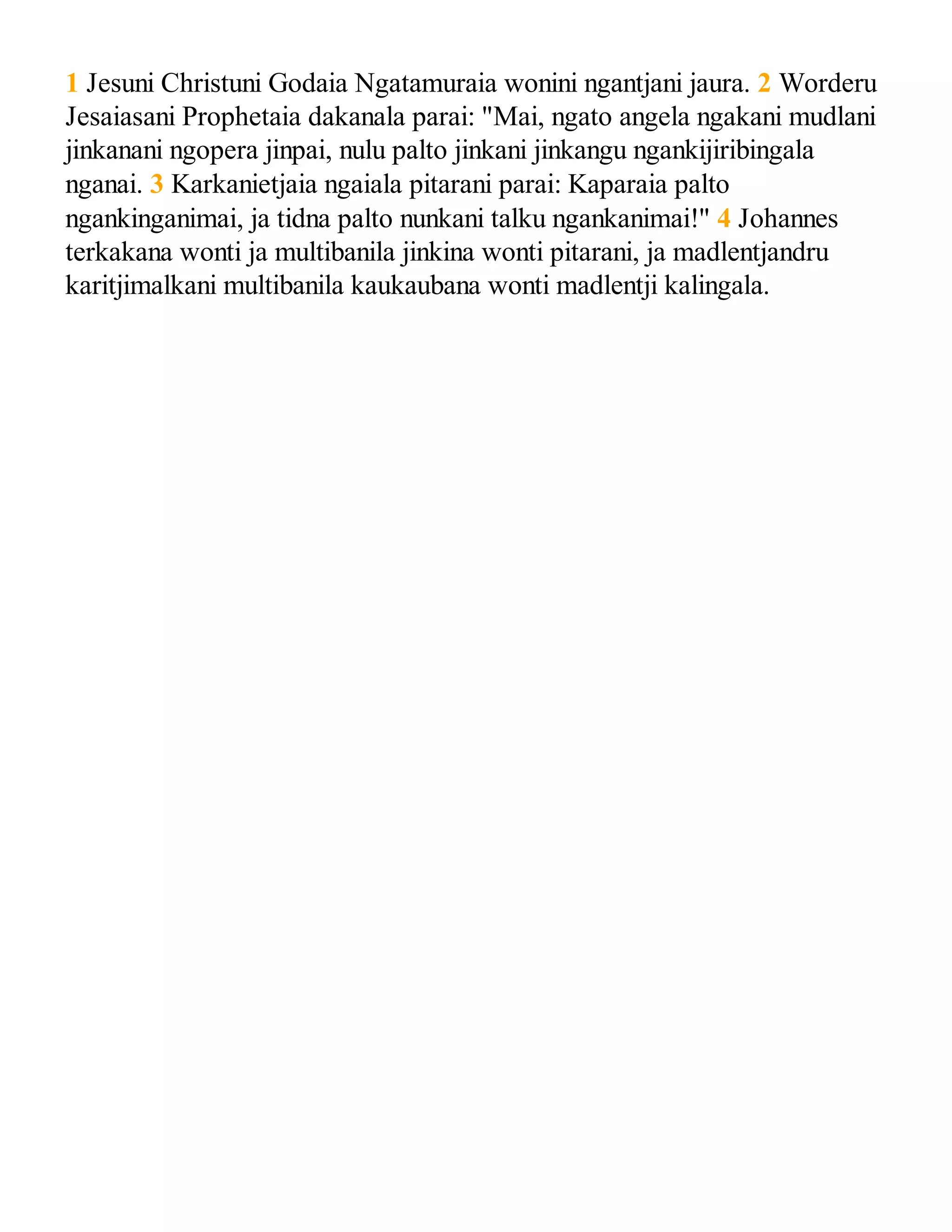 Dieri bible mark 1 1-4 | PDF