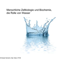 Menschliche Zellbiologie und Biochemie,
die Rolle von Wasser
Christoph Santschi, Dipl. Natw. ETHZ
 