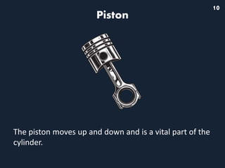 10
Piston
The piston moves up and down and is a vital part of the
cylinder.
 