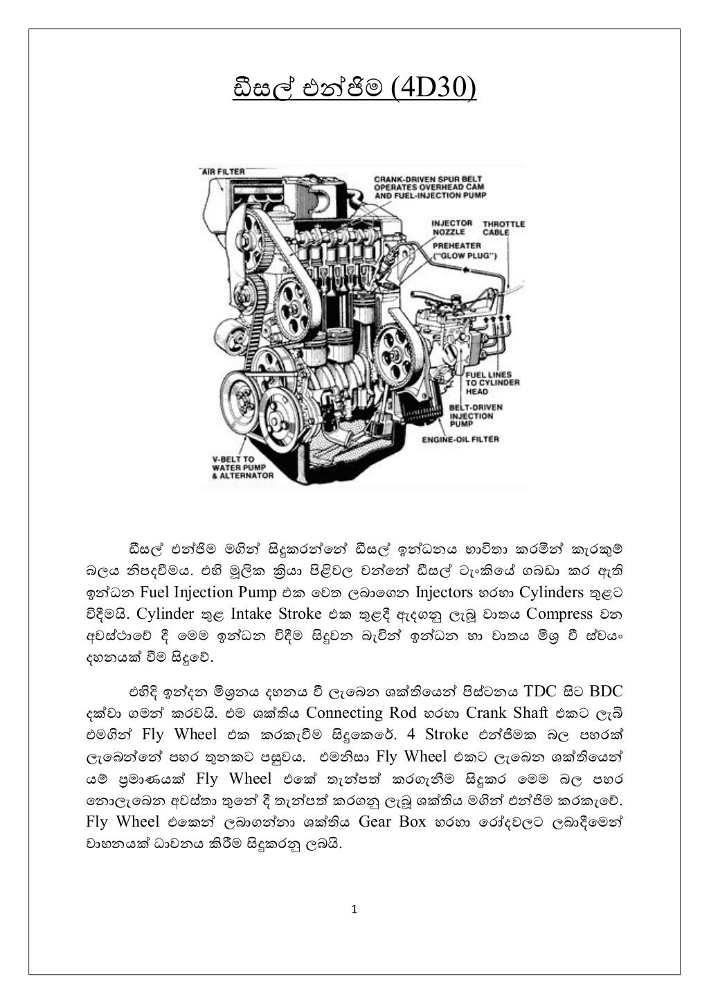 Diesel engine how it works sinhala