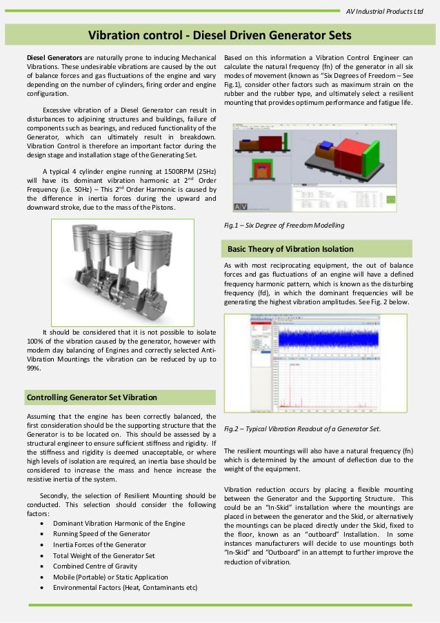 Vibration Control Diesel Driven Generator Sets