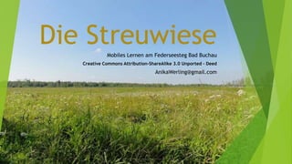 Die StreuwieseMobiles Lernen am Federseesteg Bad Buchau
Creative Commons Attribution-ShareAlike 3.0 Unported - Deed
AnikaWerling@gmail.com
 