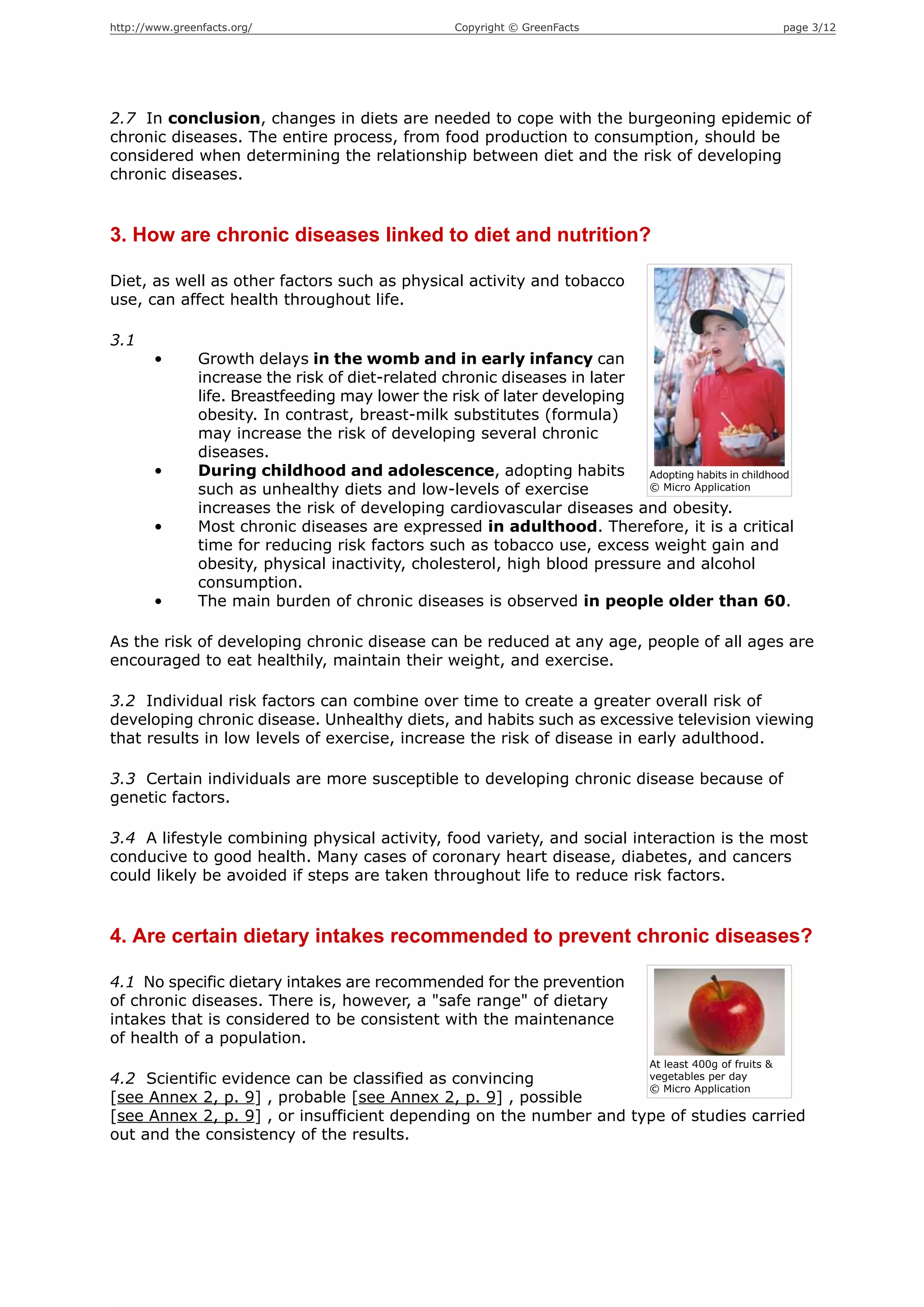 Diet and Nutrition - Prevention of Chronic Diseases | PDF