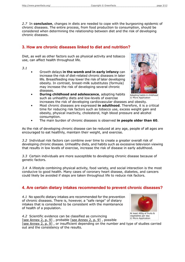 Diet and Nutrition - Prevention of Chronic Diseases | PDF | Diseases ...