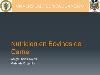 Nutrición en Bovinos de
Carne
Abigail Soria Rojas
Gabriela Eugenio
UNIVERSIDAD TECNICA DE AMBATO
 