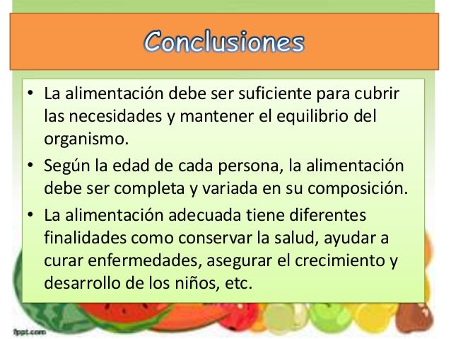 Conclusión de una dieta balanceada