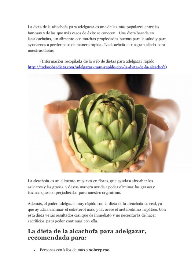 Beneficios de alcachofa para adelgazar
