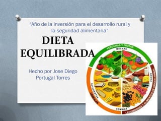 “Año de la inversión para el desarrollo rural y
           la seguridad alimentaria”

   DIETA
EQUILIBRADA
 Hecho por Jose Diego
   Portugal Torres
 