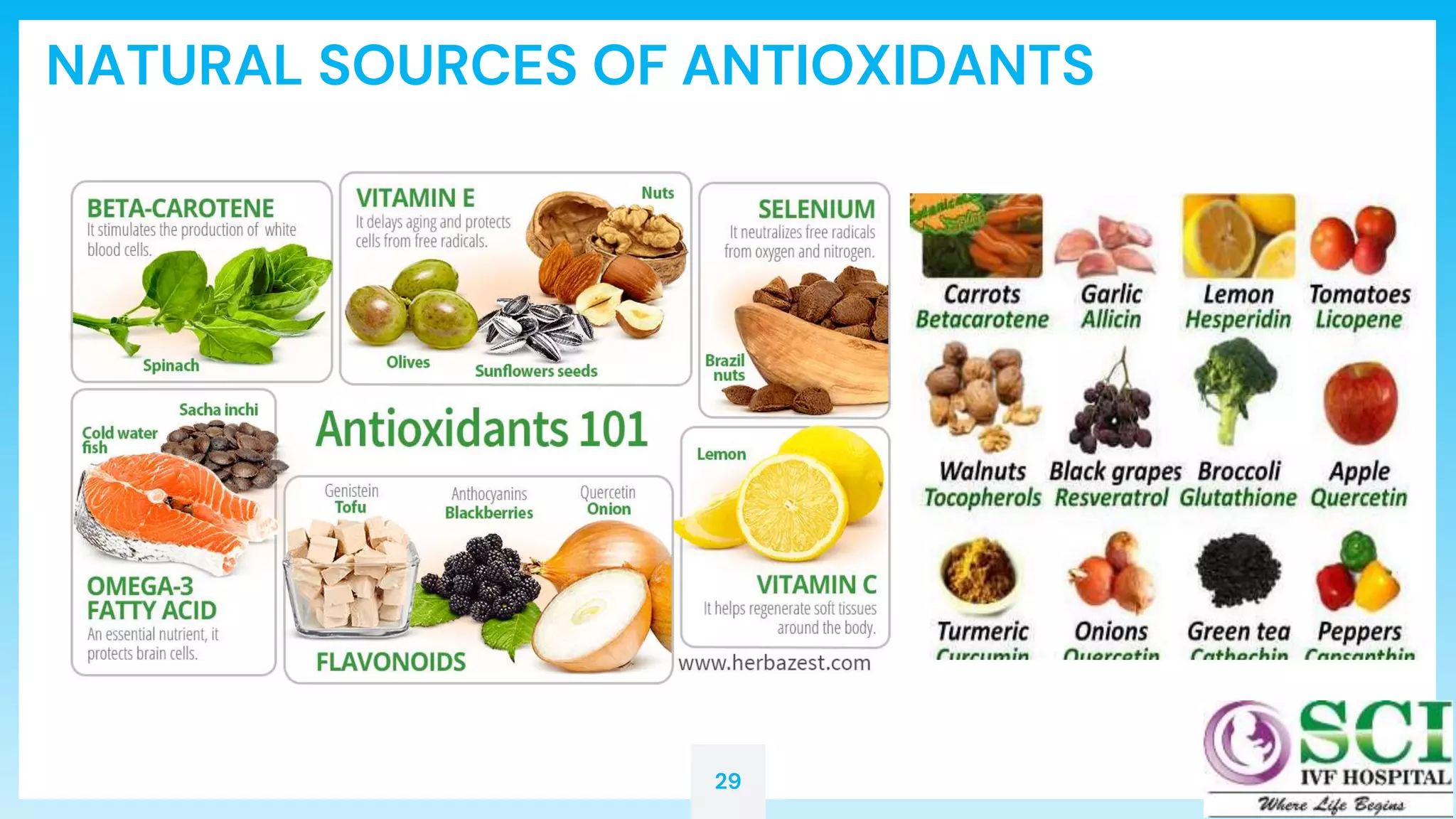 29
NATURAL SOURCES OF ANTIOXIDANTS
 