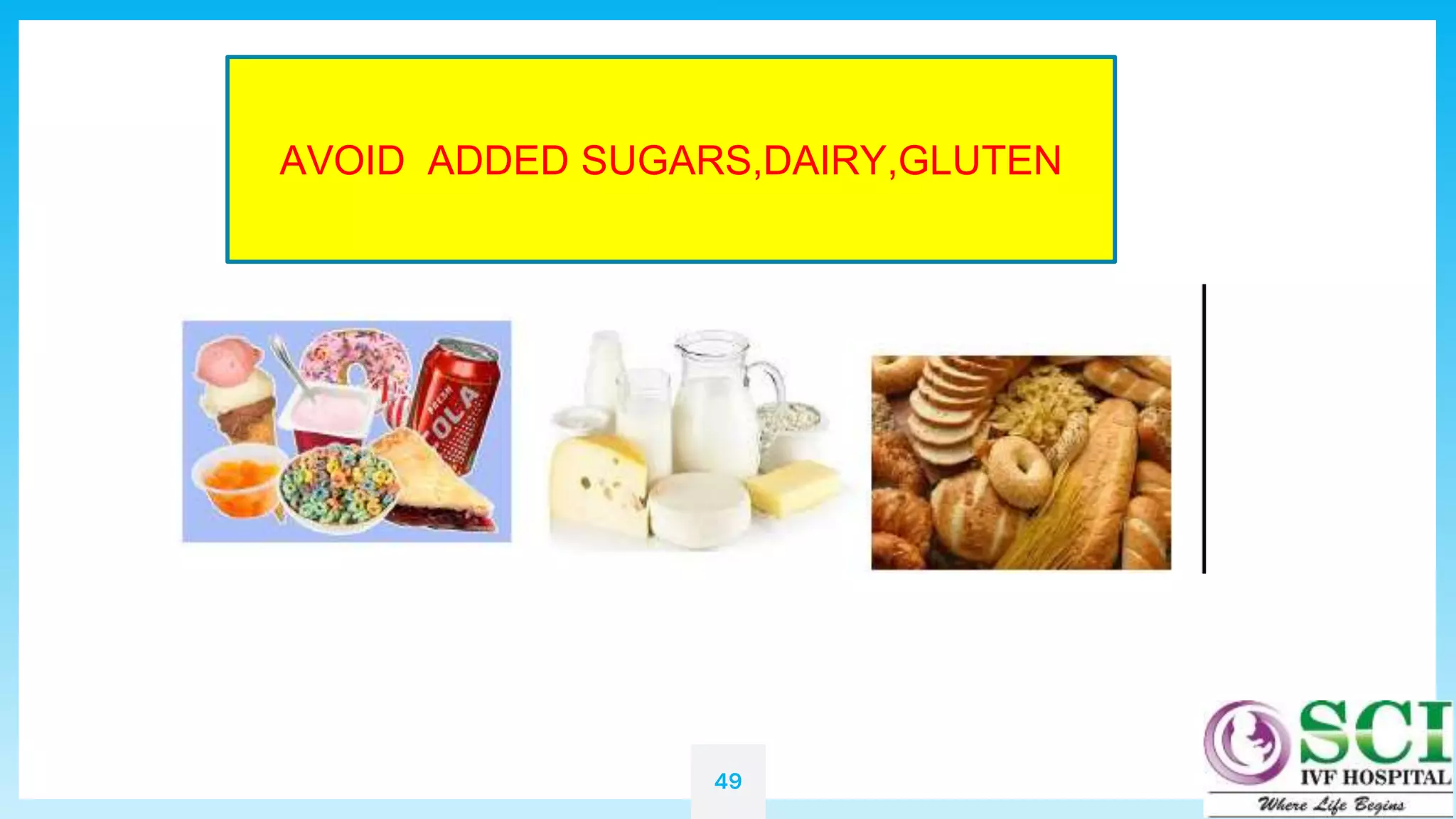 49
AVOID ADDED SUGARS,DAIRY,GLUTEN
 