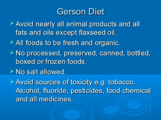 Foods Allowed On Gerson Diet Foods Allowed On Gerson Diet