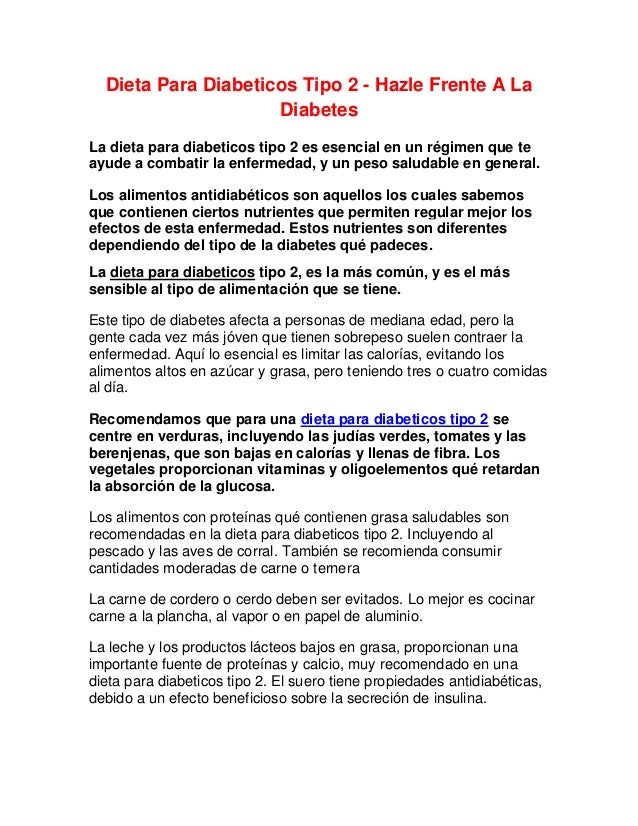 Dieta Para Diabeticos Tipo 2 - Hazle Frente A La Diabetes Dieta Para Diabeticos Tipo 2 - Hazle Frente A La Diabetes