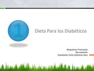 Dieta Para los Diabéticos 
Bioquímica Y Farmacia 
6to semestre 
Estudiante: Carla Contreras Vaca 
 