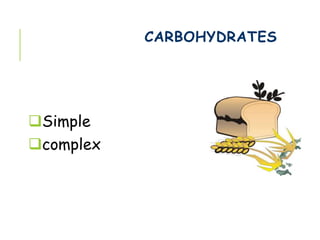 CARBOHYDRATES
Simple
complex
 