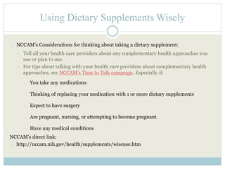 Dietary Supplement, Vitamins, & Herbs | PPTX
