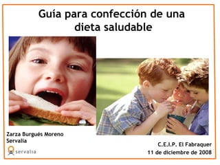 Guía para confección de una
dieta saludable
Zarza Burgués Moreno
Servalia
C.E.I.P. El Fabraquer
11 de diciembre de 2008
 