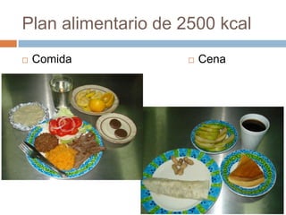 Plan alimentario de 2500 kcalComidaCena