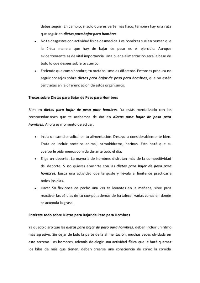Consejos para bajar de peso hombres mas