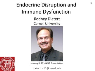 Endocrine Disruption and Immune Dysfunction 
1 
Rodney Dietert 
Cornell University 
contact: rrd1@cornell.edu 
January 8, 2014 CHE Presentation  