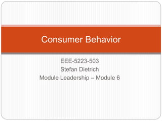 EEE-5223-503
Stefan Dietrich
Module Leadership – Module 6
Consumer Behavior
 