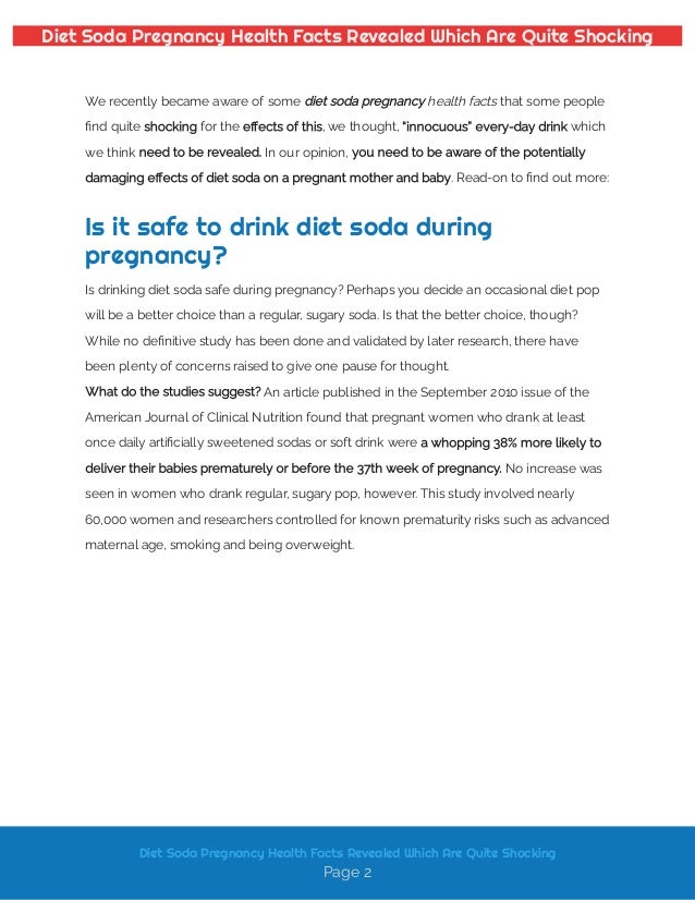 Diet Soda Pregnancy Health Facts