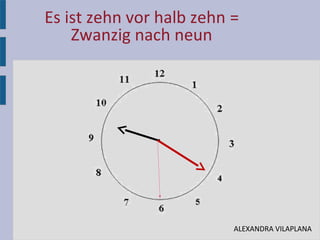 Es ist zehn vor halb zehn =
Zwanzig nach neun
•
ALEXANDRA VILAPLANA
 