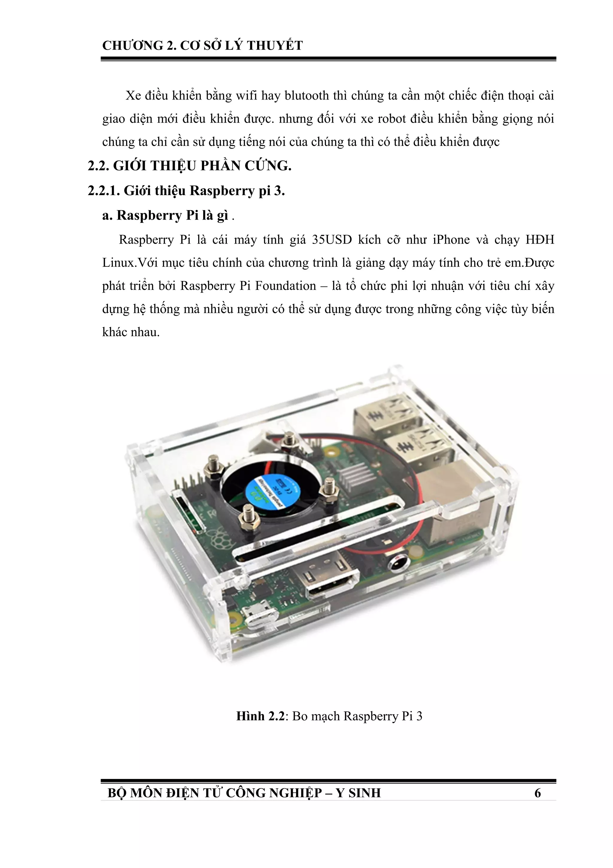 Đề tài: Điều khiển xe robot bằng giọng nói với Raspberry pi 3 | PDF