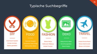 75
Typische Suchbegriffe
DIY FOOD FASHION DEKO TRAVEL
Osterhasen basteln
Socken stricken
Balkon gestalten
Sommer Rezepte
Vorspeisen Geburtstag
Weihnachten Menü
Winter Mode
Halloween Makeup
Kinder Frisuren
Babyzimmer Ideen
Einrichtungsideen
Wand Farben
Urlaub Deutschland
Reisen Wohnmobil
Reisen mit Kindern
 