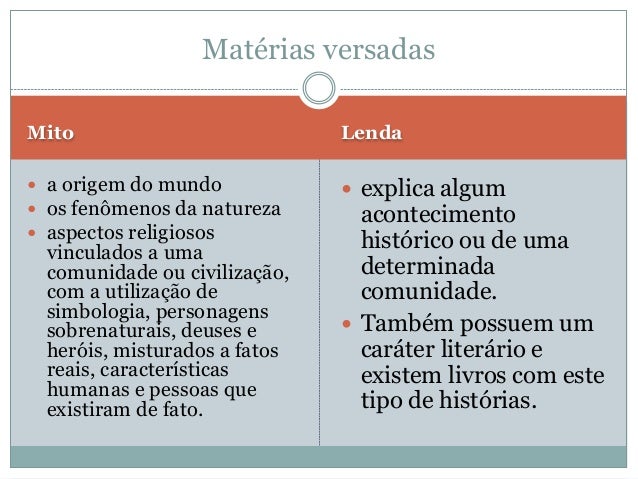 Diferença entre mito e lenda