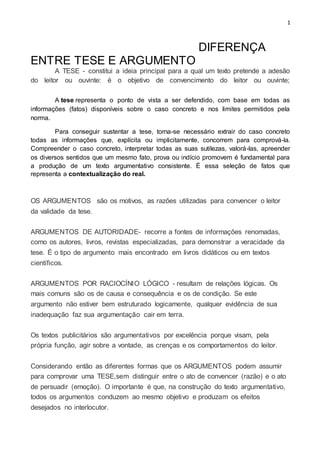 Diferença entre tese e argumento | DOCX