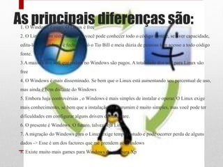 diferenças entre sistemas operativos | PPTX