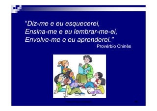 “Diz-me e eu esquecerei,
Ensina-me e eu lembrar-me-ei,
Envolve-me e eu aprenderei.”
                                        Provérbio Chinês




            Patrícia Praça de Almeida                      52
 