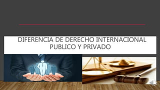 DIFERENCIA DE DERECHO INTERNACIONAL
PUBLICO Y PRIVADO
 