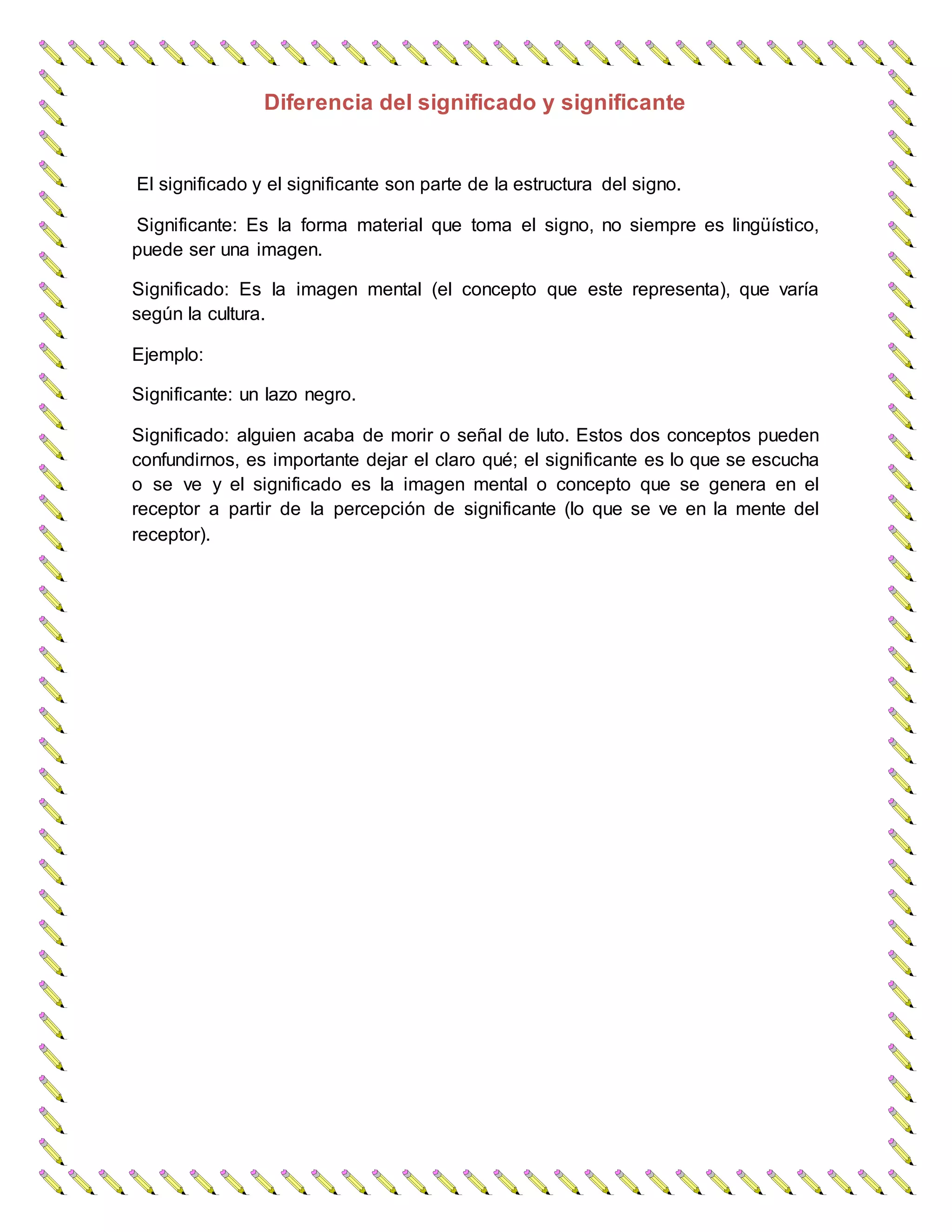 Diferencia del significado y significante | DOCX