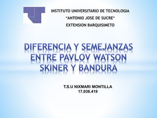INSTITUTO UNIVERSITARIO DE TECNOLOGIA 
“ANTONIO JOSE DE SUCRE” 
EXTENSION BARQUISIMETO 
T.S.U NIXMARI MONTILLA 
17.036.419 
 