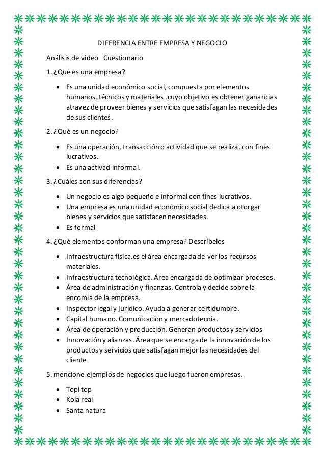 Diferencia entre empresa y negocio