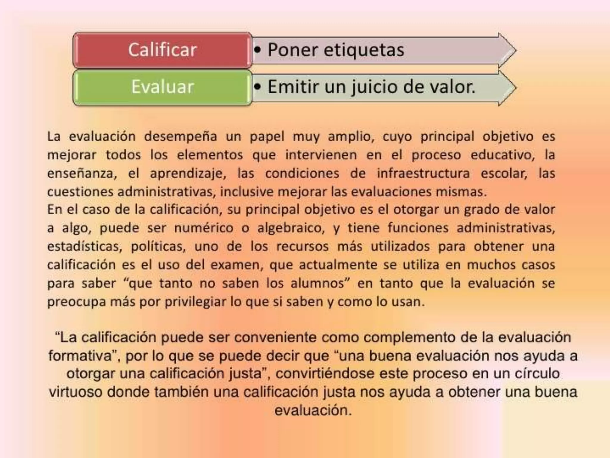 Diferencia entre medir, evaluar, calificar y | PPTX