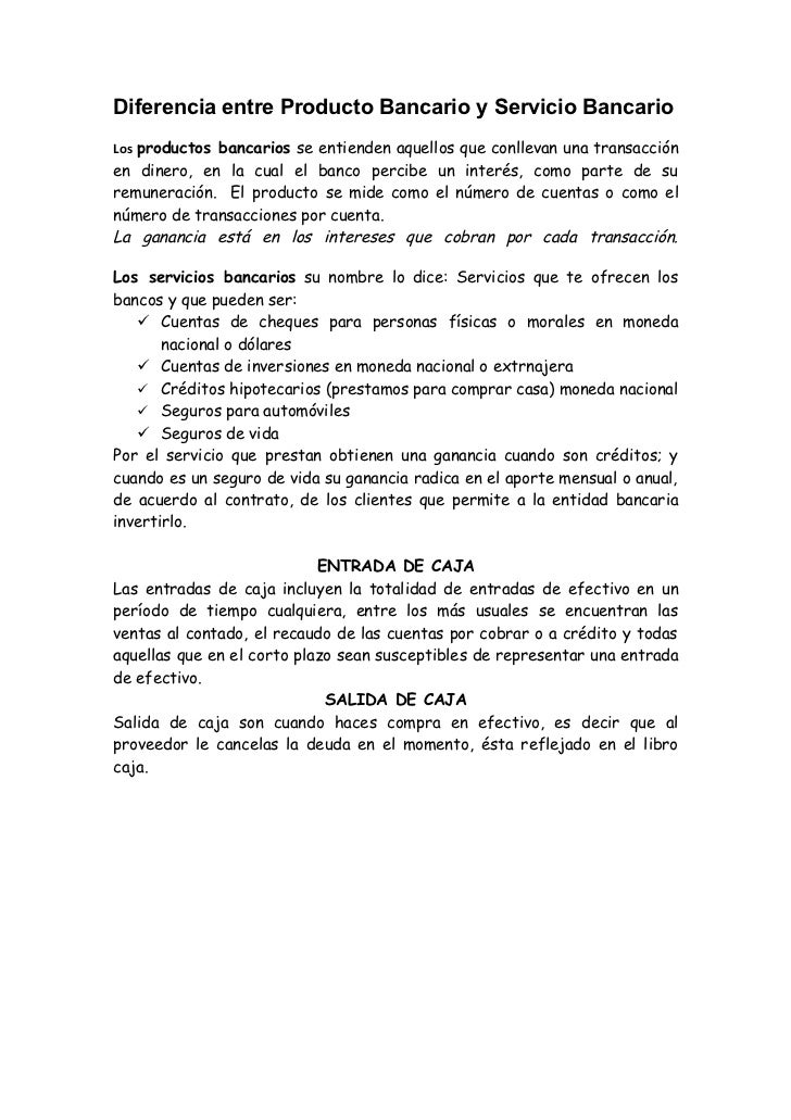 Diferencia entre producto bancario y servicio bancario Diferencia entre producto bancario y servicio bancario