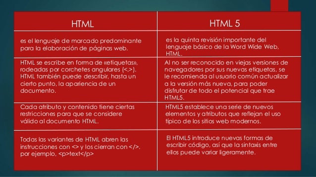 Diferencia de html y html 5