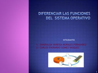 INTEGRANTES
1) ESMERALDA VANESSA MORALES FERNANDEZ
2) CARLOS EVERARDO GOMEZ VASQUEZ
1
 