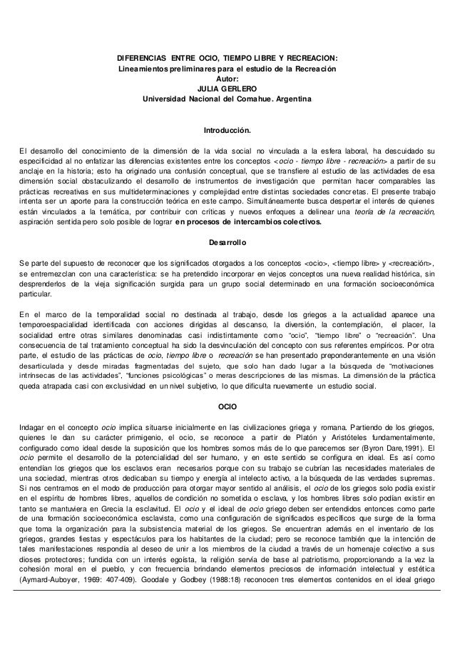 Diferencias entreociotiempolibreyrecreacion