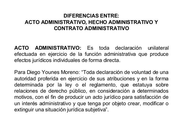 Diferencias entre acto administrativo hecho administrativo y contrato…