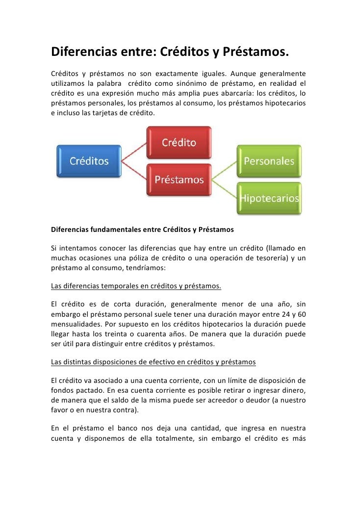 diferencia entre creditos y prestamos hipotecarios