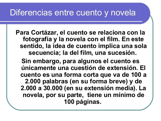 Diferencias entre cuento y novela (diapos)